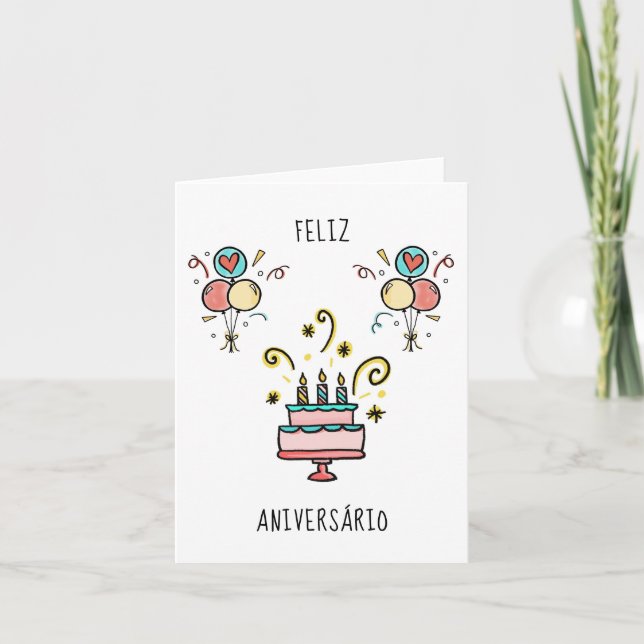 Cartão Feliz Aniversário | Happy Birthday (Frente)