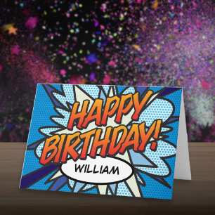 Cartão FELIZ ANIVERSÁRIO História em Quadrinhos Pop Art
