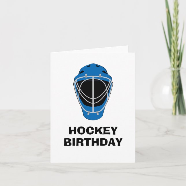 Cartão Feliz Aniversário Hockey Goalie Mask Blue (Frente)