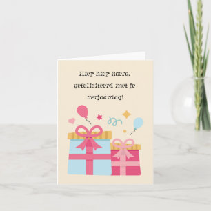 Cartão Feliz Aniversário Holandês