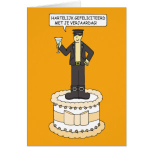 Cartão Feliz aniversario holandês, homem dos desenhos