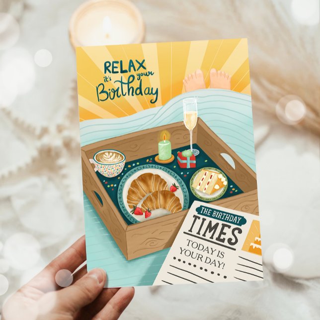 Cartão Feliz Aniversário Homens Homem Relaxar Bolo Marido (Criador carregado)