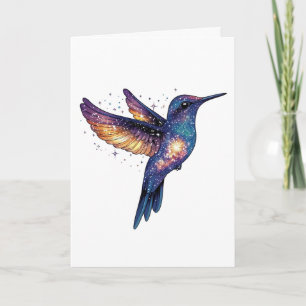 Cartão Feliz Aniversário Hummingbird Com Noite Estelar