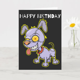 Cartão Feliz aniversário   Ilustração de Cachorro Zombie 