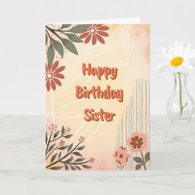 Cartão Feliz Aniversário Irmã (Planta pequena)