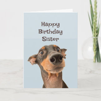 Cartão Feliz Aniversário Irmã Engraçada Cachorro Humor Ca