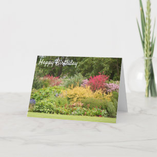Cartão Feliz Aniversário: Jardim de flores escocês