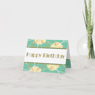 Cartão Feliz Aniversário - Jardim Perfumado de Arte Retro