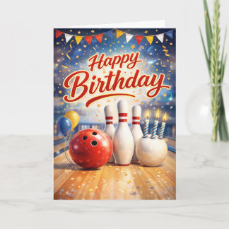 Cartão Feliz Aniversário - jogador de boliche