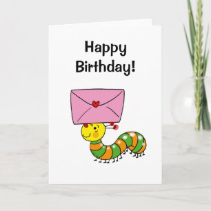 Cartão Feliz aniversário (lagarta)