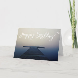 Cartão Feliz Aniversário Lago Dock Boat