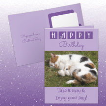 Feliz Aniversário, leve a foto fácil do gato roxo