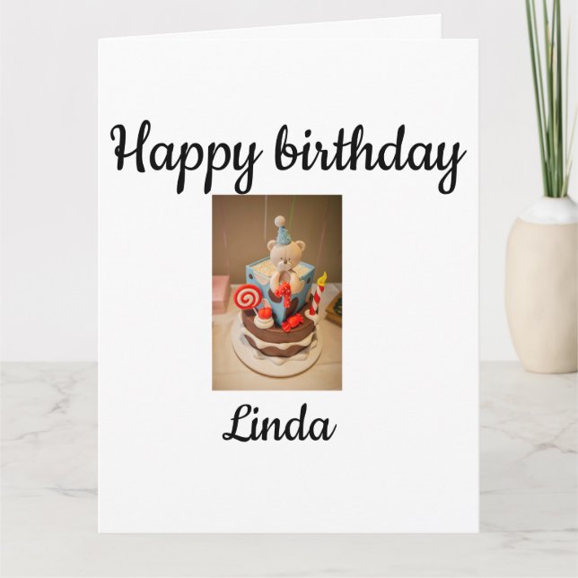 Cartão Feliz aniversário Linda (Frente)