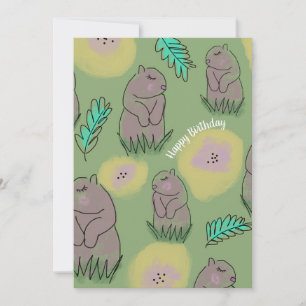 Cartão Feliz aniversário, lindo Groundhog