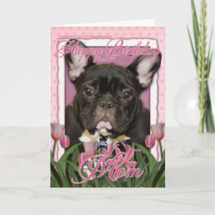 Cartão Feliz Aniversário Mãe - Cachorro Francês - Teal