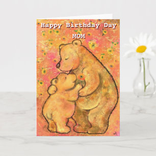 Cartão Feliz aniversário Mãe Carteira Mãe e Bebê Urso