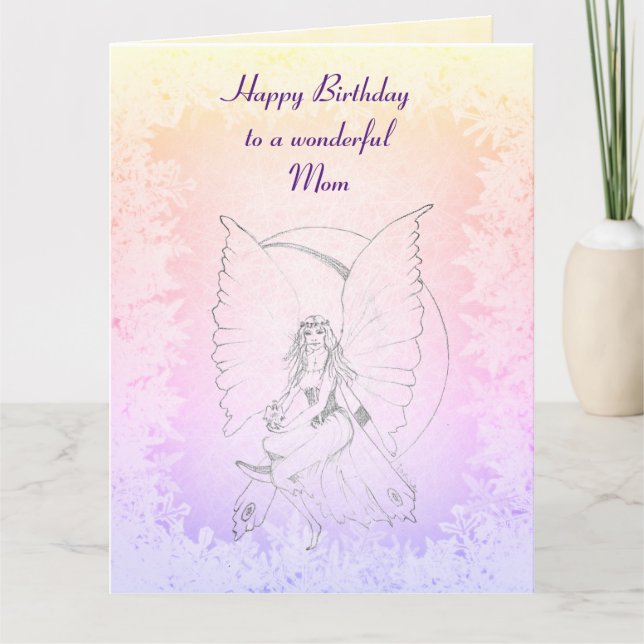 Cartão Feliz aniversário Mãe Fada design (Frente)