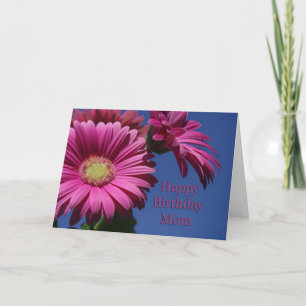 Cartão Feliz Aniversário Mãe - Gerbera Rosa