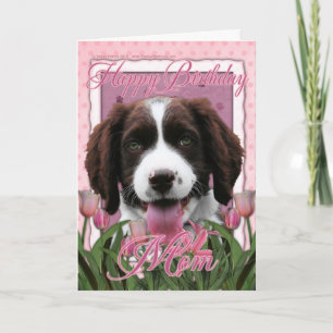 Cartão Feliz Aniversário Mãe - Inglês Springer Spaniel