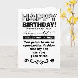 Cartão Feliz aniversário, mãe na lei, filha na lei