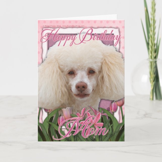 Cartão Feliz aniversário Mãe - Poodle (Frente)