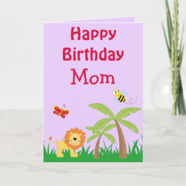Cartão Feliz Aniversário Mãe Safari Leão Sua Foto Dentro