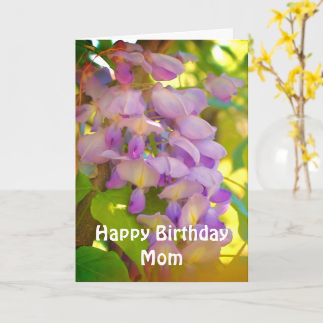 Cartão Feliz Aniversário Mãe Wisteria Flower Card (Flor Amarela)