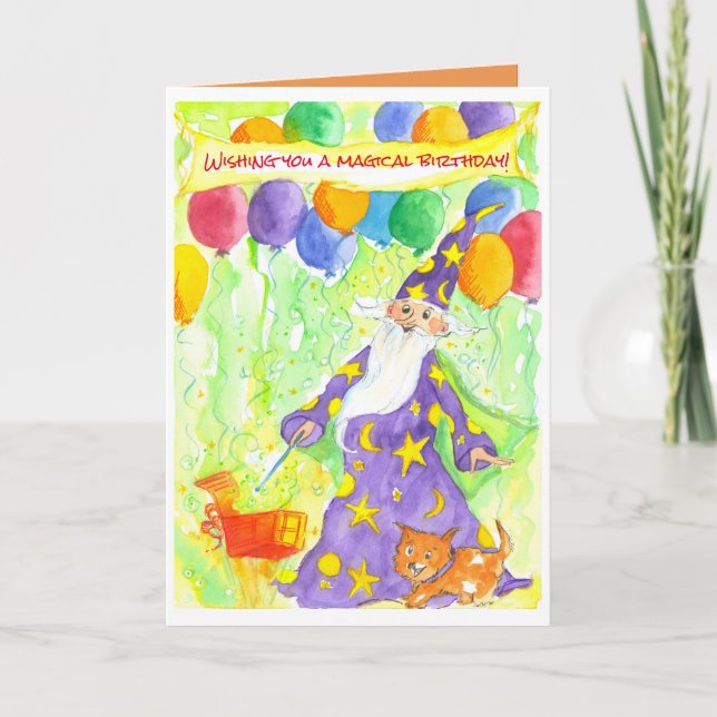 Cartão Feliz Aniversário Magia (Frente)