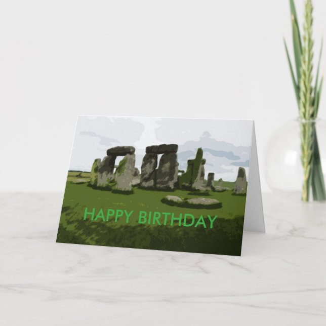 Cartão Feliz aniversário mais novo que Stonehenge (Frente)