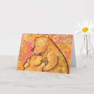 Cartão Feliz aniversário - Mamãe e Bebê Urso
