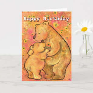 Cartão Feliz aniversário - Mamãe e Bebê Urso - Abraço