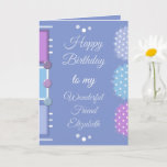 Cartão Feliz aniversário maravilhoso amigo roxo<br><div class="desc">Personalize este Cartão de Aniversário para o seu maravilhoso amigo.
Projetado em roxo,  azul,  lilás e branco.
Desejo-te um aniversário tão bonito e adorável como tu.
Lembre-se de fazer um desejo.</div>