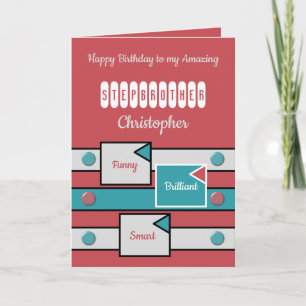 Cartão Feliz aniversário maravilhoso irmão Stepbro vermel