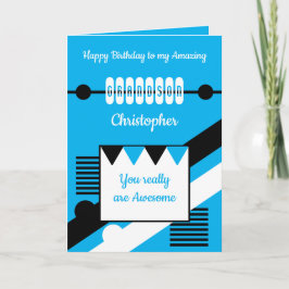 Cartão Feliz aniversário maravilhoso, neto azul