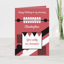 Cartão Feliz aniversário maravilhoso neto vermelho