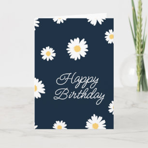Cartão Feliz Aniversário Margarida em Azul