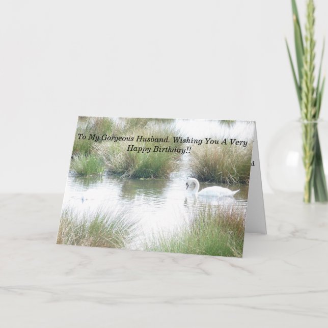 Cartão Feliz Aniversário Marido Swans (Frente)
