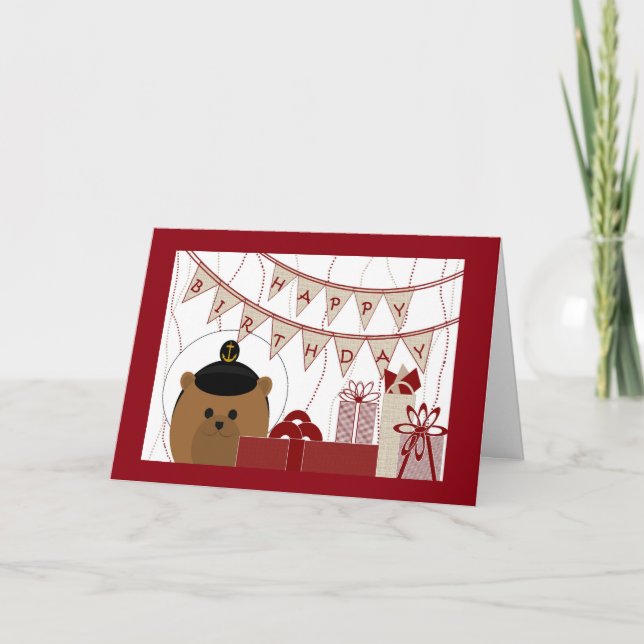 Cartão Feliz Aniversário, Marinho Marinheiro! (Frente)