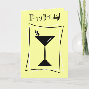 Cartão Feliz Aniversário Martini Em Amarelo