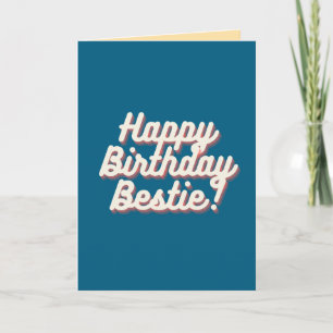 Cartão Feliz Aniversário Melhor Amiga Azul-turquesa