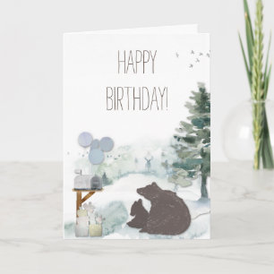 Cartão Feliz Aniversário Menino Floresta Florestal