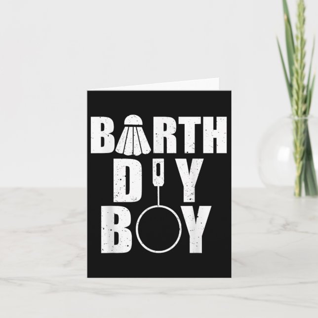 Cartão Feliz Aniversário Menino Jogador de Badminton Aniv (Frente)