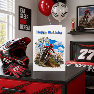 Cartão Feliz Aniversário Meninos Dirt Bike Motocross Corr