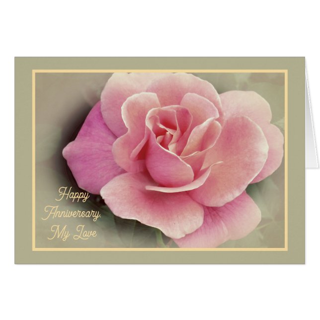 Cartão Feliz Aniversário, Meu Amor/Rosa Rosa Rosa (Frente Horizontal)