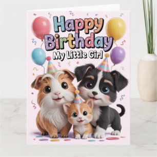 Cartão Feliz Aniversário Minha Menina: Design de Pet Fofo