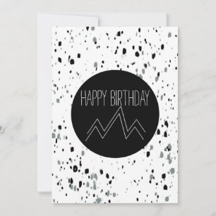 Cartão Feliz Aniversário Minimalista Montanha Preto e Bra