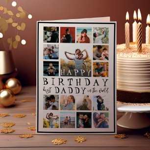 Cartão Feliz Aniversário Moderno Papai Preto e Branco 17 