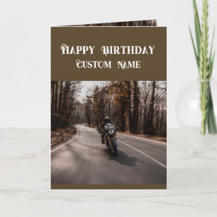 Cartão Feliz Aniversário Motociclista Moto Nome Personali