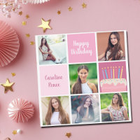 Feliz Aniversário, Mulher Colagem de Fotos, Cor-de