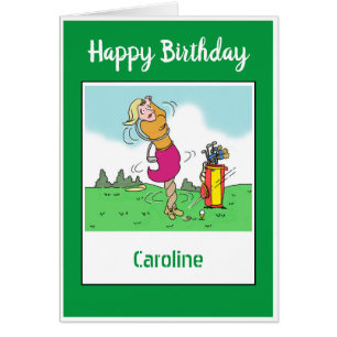 Cartão Feliz Aniversário Mulher Golfer